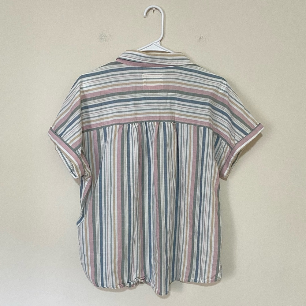 Lucky Brand Women's Pastel Striped Button Down Workwear Shirt Size Large - Picture 5 of 8